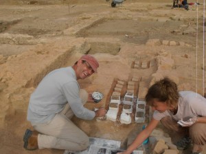 Philippe and Valerie taking samples from an archaeolgoical site in France